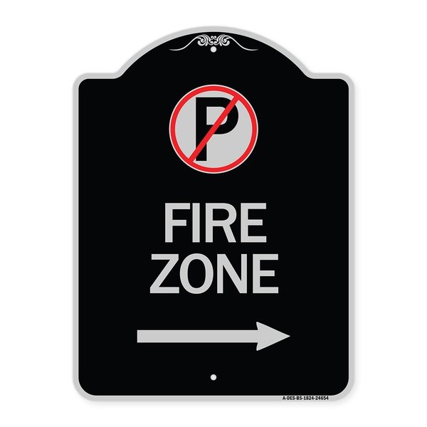 Signmission No Parking Symbol and Right Arrow Heavy-Gauge Aluminum Architectural Sign, 24" x 18", BS-1824-24654 A-DES-BS-1824-24654